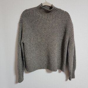 Ann Taylor Brown Metallic Mock Neck Sweater